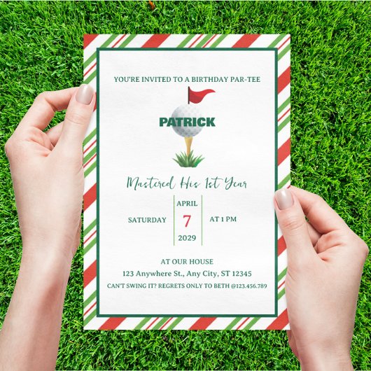 マスターゴルフパーティー誕生日ファースト誕生日 招待状