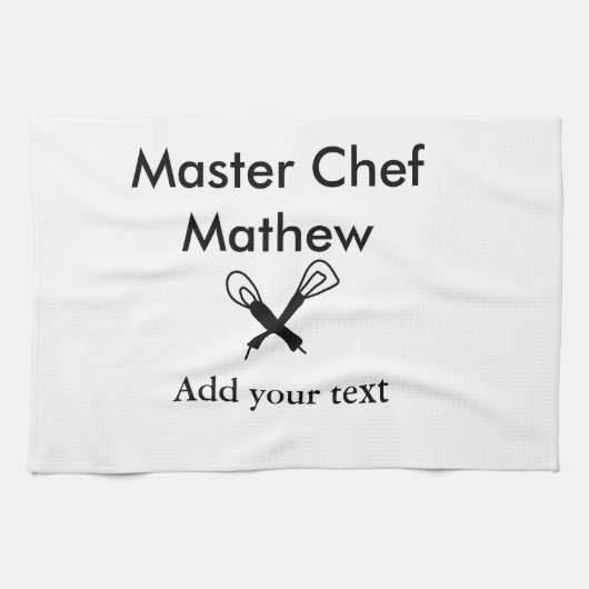 マスターシェフキッチンベーカリー調理師追加文字名cutl キッチンタオル (横)