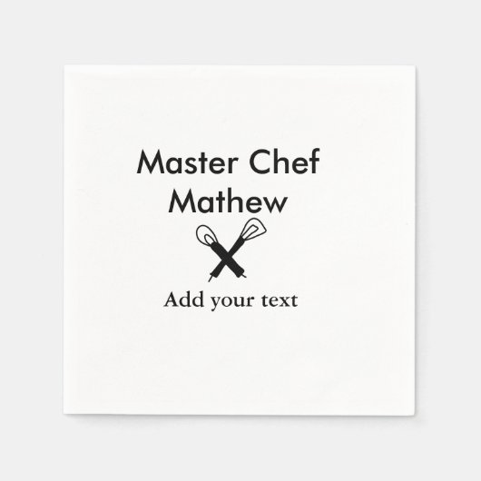 マスターシェフキッチンベーカリー調理師追加文字名cutl スタンダードカクテルナプキン (正面)