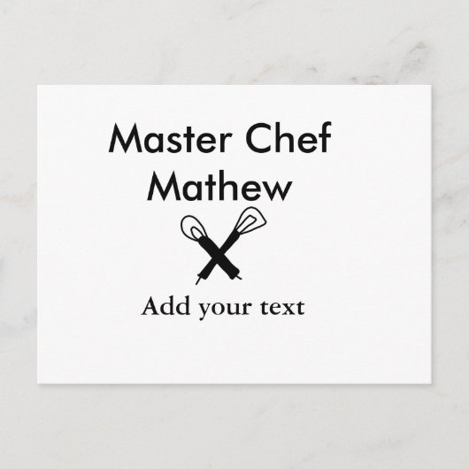 マスターシェフキッチンベーカリー調理師追加文字名cutl ポストカード (正面)