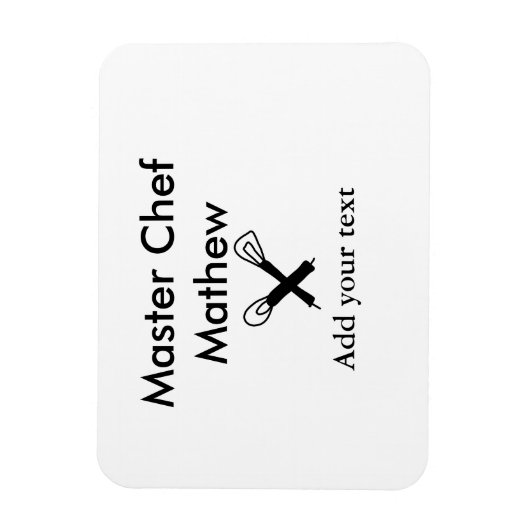 マスターシェフキッチンベーカリー調理師追加文字名cutl マグネット (縦)