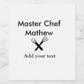 マスターシェフキッチンベーカリー調理師追加文字名cutl ワインラベル (シングルラベル)