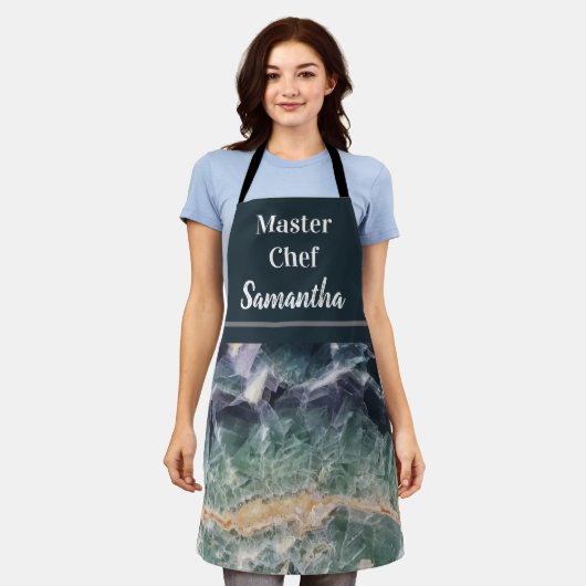 マスターシェフジェムストーン写真ストライプの美しい宝石 エプロン (着用した状態)