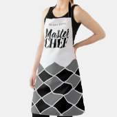 マスターシェフ名のパーソナライズされた黒の白のチェッカー エプロン (インサイチュ)