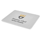 マスターシェフ 名前入り ブラックパン 黄色い炎 煙 カッティングボード (角)