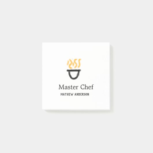 マスターシェフ 名前入り ブラックパン 黄色い炎 煙 ポストイット (正面)