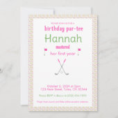 マスターズパーティーグリーンピンク誕生日招待状 招待状 (正面)