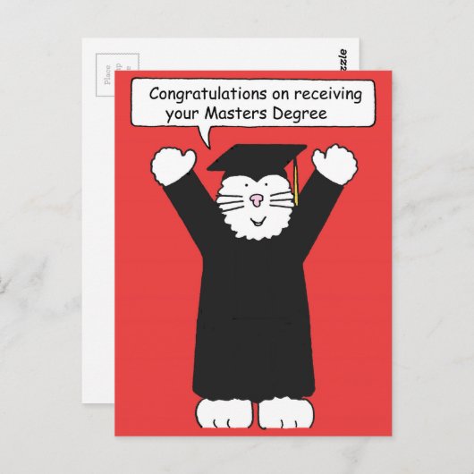 マスターズ学位おめでとう猫好き ポストカード (正面/裏面)