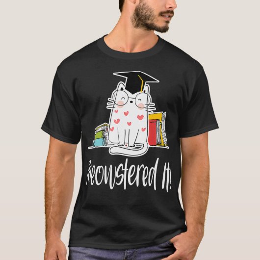 マスターズ学位卒業猫好きおもしろいソーシャルW Tシャツ (正面)