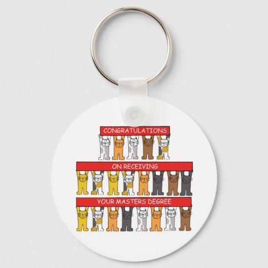 マスターズ・ディグレおめでとう漫画の猫 キーホルダー (正面)