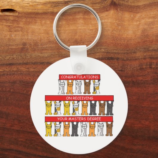 マスターズ・ディグレおめでとう漫画の猫 キーホルダー (正面)