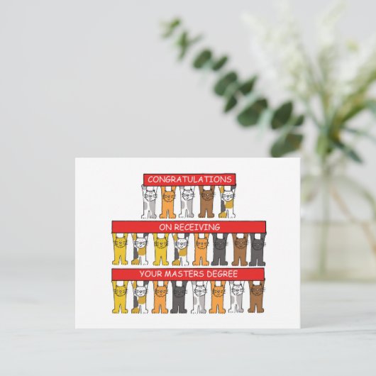 マスターズ・ディグレおめでとう漫画の猫 ポストカード (スタンド正面)