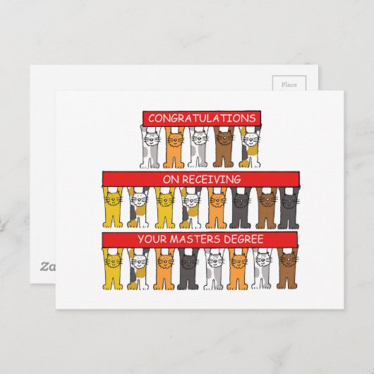 マスターズ・ディグレおめでとう漫画の猫 ポストカード (正面/裏面)