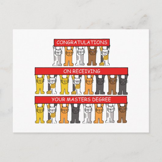 マスターズ・ディグレおめでとう漫画の猫 ポストカード (正面)