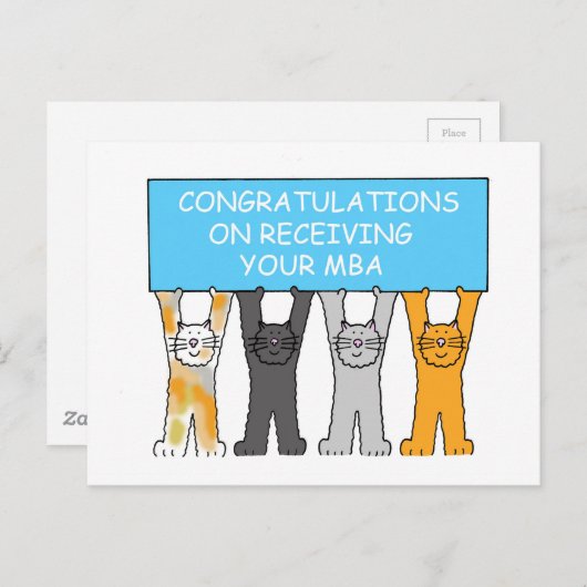 マスターズ・ディグレおめでとう漫画の猫 ポストカード (正面/裏面)
