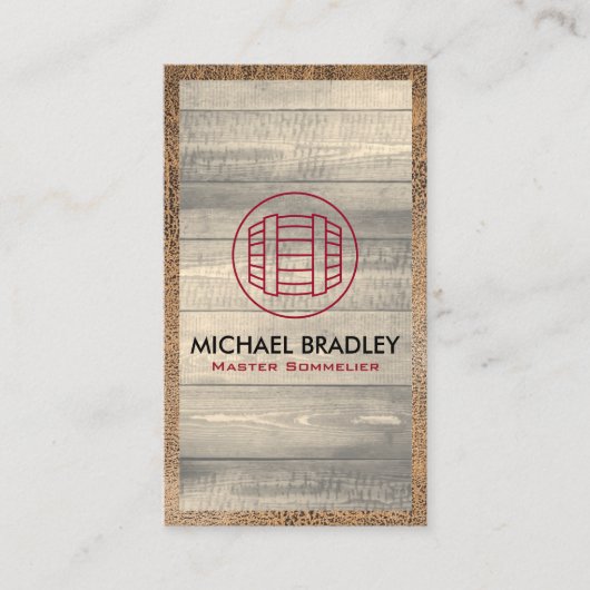 マスターソムリエワインバレル木製ボード 名刺 (正面)