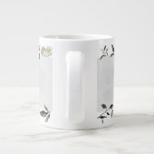 マスタードとオリーブの水色のパーソナライズされた葉 ジャンボコーヒーマグカップ (裏面)