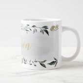 マスタードとオリーブの水色のパーソナライズされた葉 ジャンボコーヒーマグカップ (右)