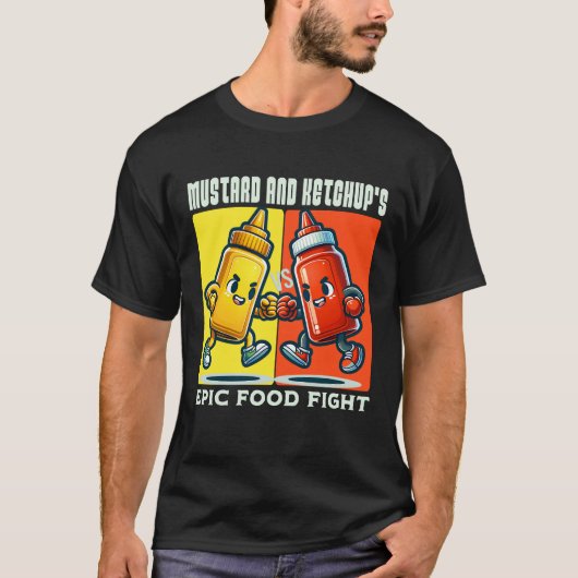 マスタードとケチャップの壮大な食の戦い Tシャツ (正面)