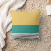 マスタードとティール(緑がかった色)柄 クッション (ブランケット)