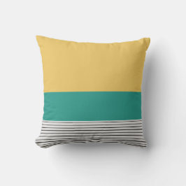 マスタードとティール（緑がかった色）柄 クッション