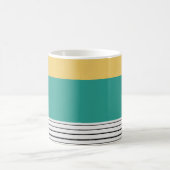 マスタードとティール(緑がかった色)柄 コーヒーマグカップ (中央)