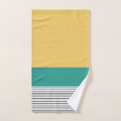 マスタードとティール(緑がかった色)柄 バスタオルセット (ハンドタオル)