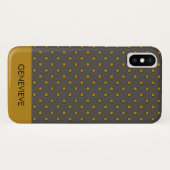 マスタードとブラウンの水玉模様パターンモノグラム Case-Mate iPhoneケース (裏面(横))