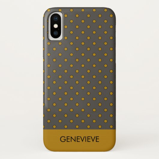 マスタードとブラウンの水玉模様パターンモノグラム Case-Mate iPhoneケース (裏面)