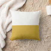 マスタードとホワイトミニマリスト半色ブロック クッション (ブランケット)