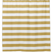 マスタードと白ストライプ色のシャワーカーテン シャワーカーテン (正面)