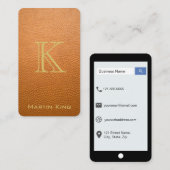 マスタードのブラウンの擬似革iPhoneのスタイル 名刺 (正面/裏面)