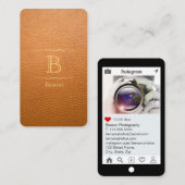 マスタードのブラウン擬似革Instagramのスタイル 名刺 (正面/裏面)