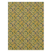 マスタードの格子垣のはっきりしたな《植物》百日草は黄色になります テーブルクロス (正面)