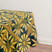 マスタードの格子垣のはっきりしたな《植物》百日草は黄色になります テーブルクロス (インサイチュ)