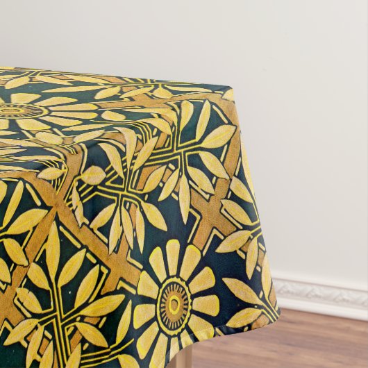 マスタードの格子垣のはっきりしたな《植物》百日草は黄色になります テーブルクロス (インサイチュ)