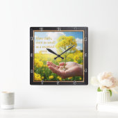 マスタードの種と同じくらい小さい信仰を持つ スクエア壁時計 (ホーム)