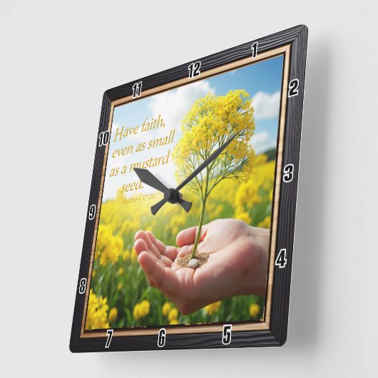 マスタードの種と同じくらい小さい信仰を持つ スクエア壁時計 (傾斜)