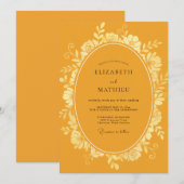 マスタードの葉の柔らかなユーカリの結婚式 招待状 (正面/裏面)