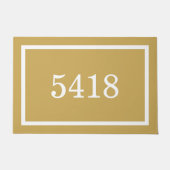 マスタードの黄パーソナライズされた色のアドレス番号 ドアマット (正面)