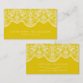 マスタードの黄色いモロッコのレースパターン名刺 名刺 (正面/裏面)