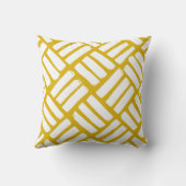 マスタードの黄色および白いインクは格子をなでます クッション (裏面)