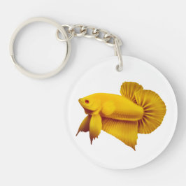 マスタードのBettaの大きく黄色い魚Keychain キーホルダー