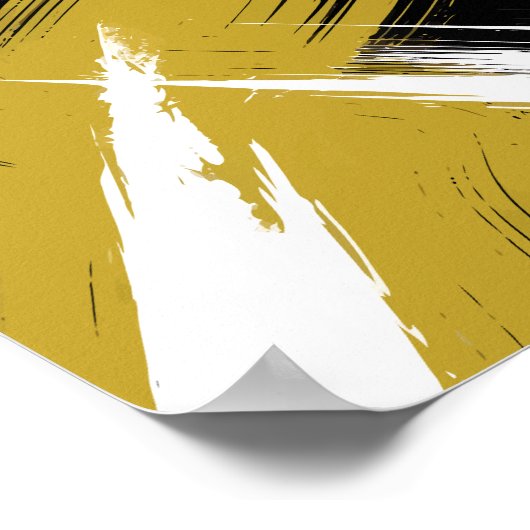 マスタードはっきりしたイエローとホワイトのブラシストローク ポスター (角)