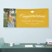 マスタードはっきりしたイエロー書道写真卒業 横断幕 (トレードショー)