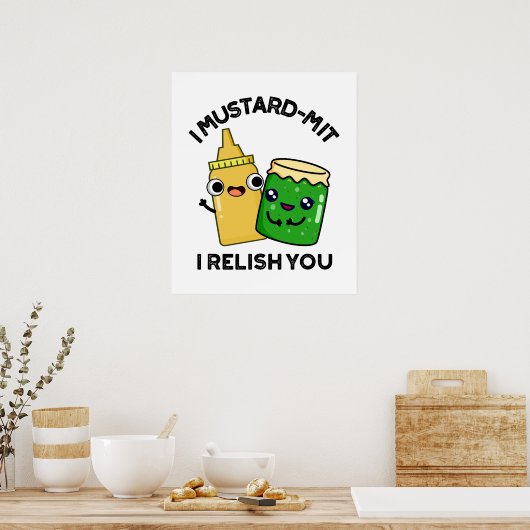 マスタードを使って調味料をおもしろい飲む ポスター (キッチン)