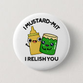 マスタードを使って調味料をおもしろい飲む 缶バッジ (正面)