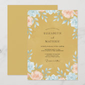 マスタードアクアワイルドフラワーの結婚式 招待状 (正面/裏面)
