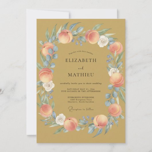 マスタードアプリコット芍薬の結婚式 招待状 (正面)