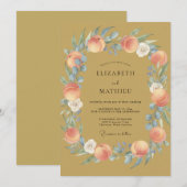 マスタードアプリコット芍薬の結婚式 招待状 (正面/裏面)